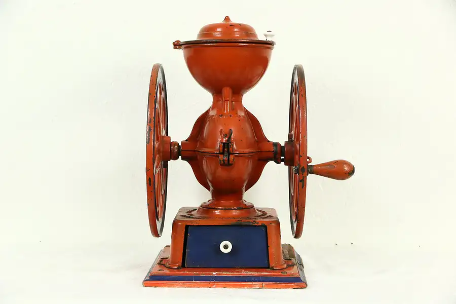 Main image of Coffee Mill or Grinder, 12" Wheels, Antique Signed Enterprise, Pat. 1873