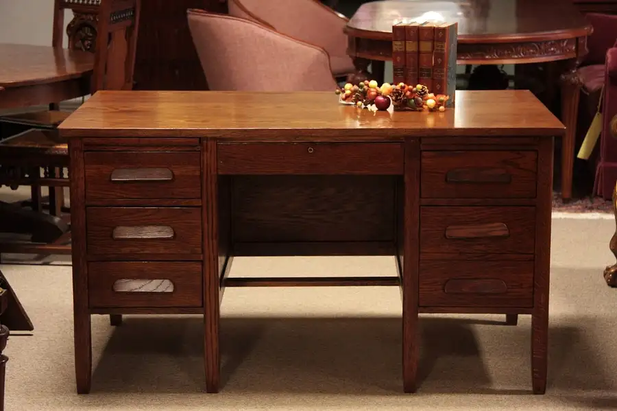 Main image of Oak Paneled 1930 Vintage Desk