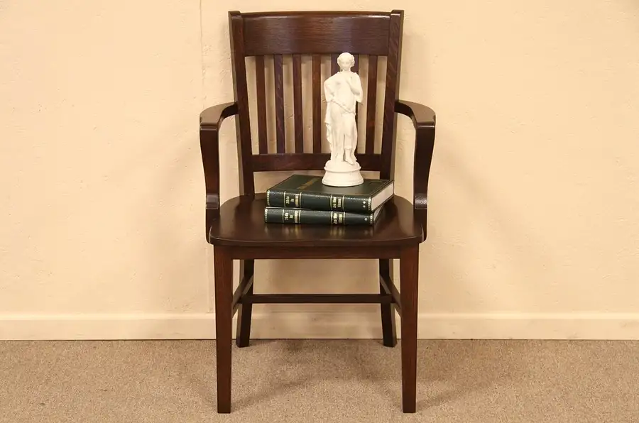 Main image of Antique Oak Banker's Armchair