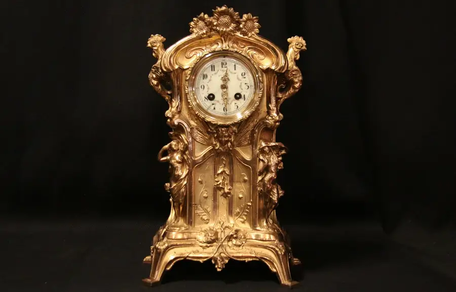 Main image of French Gold Antique 1900 Mantel Clock
