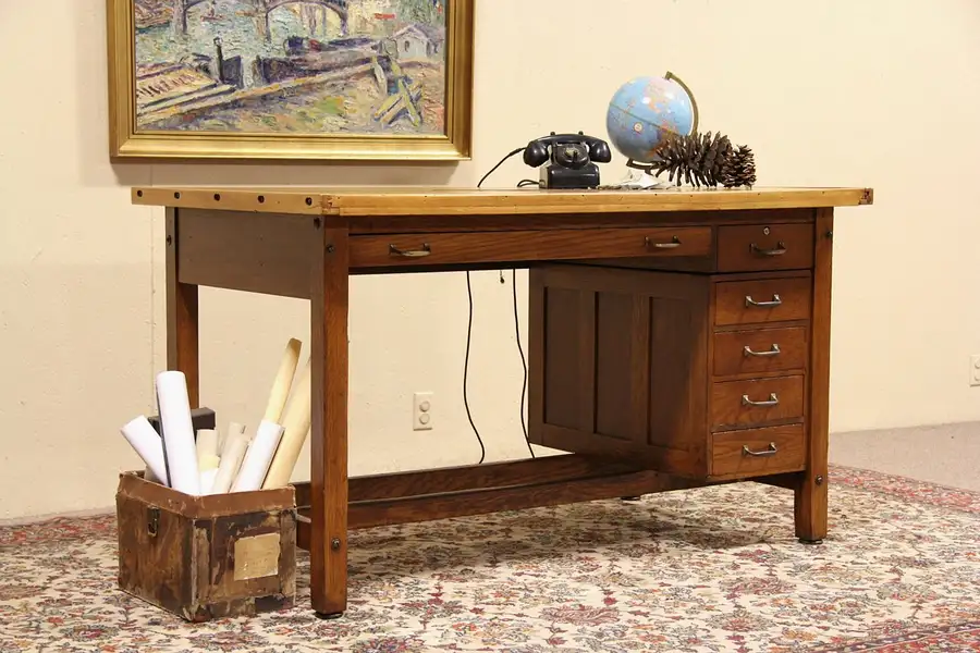 Main image of Drafting or Architect 1920's Desk, Craft or Work Table