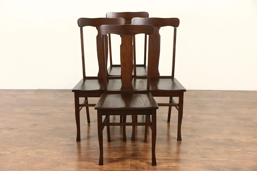 Main image of Set of 4 Oak 1910 Antique Dining or Game Chairs