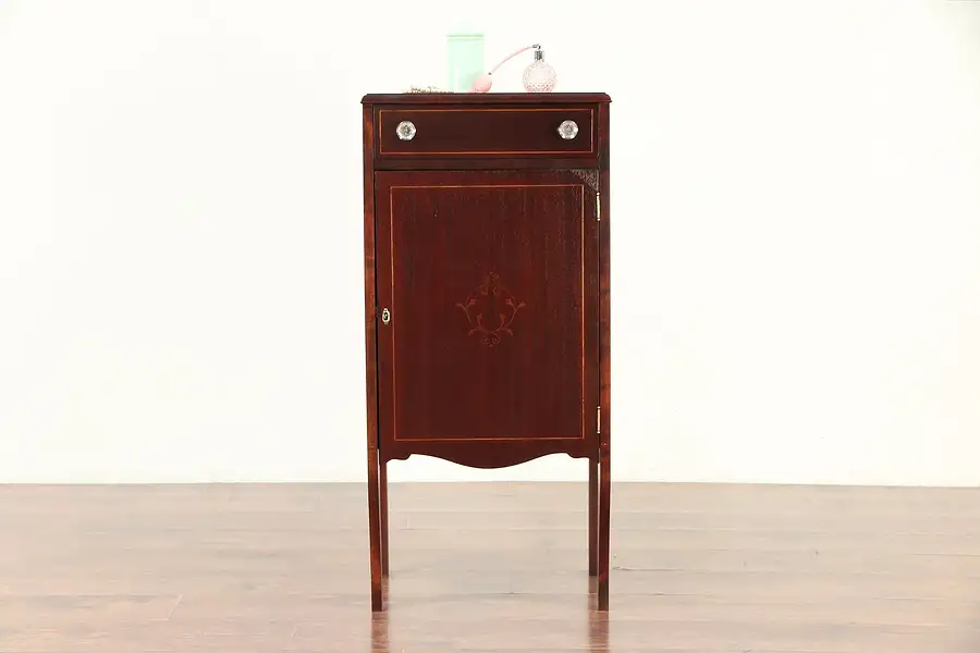 Main image of Music Cabinet,1900 Mahogany Antique with Inlaid Banding