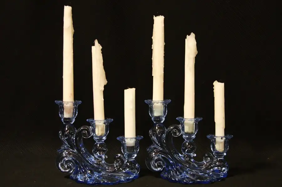 Main image of Cambridge Blue Caprice Depression Glass Candlesticks