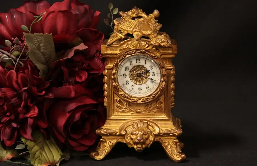 Main image of New Haven Antique Gold Clock, Music Case