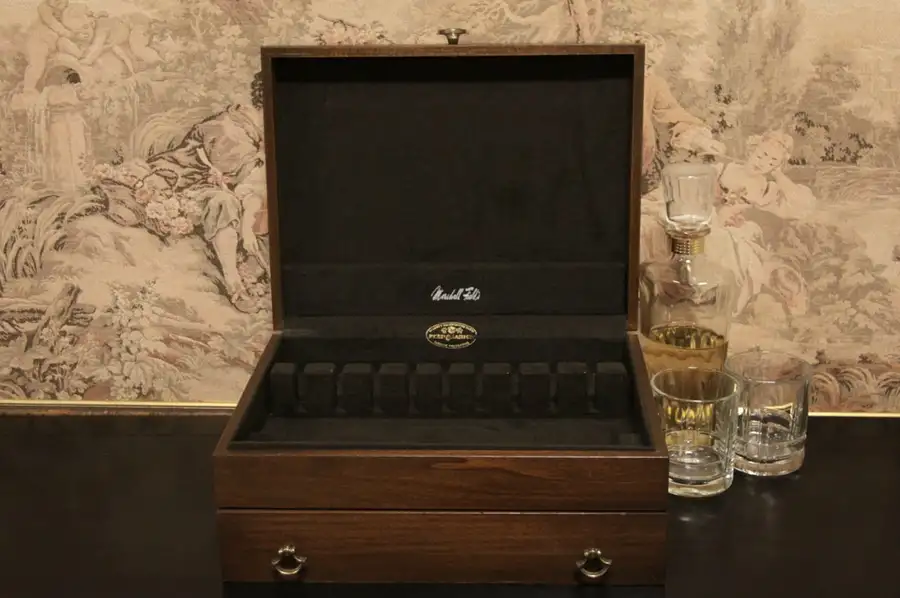 Main image of Marshall Field Vintage Silver or Jewelry Chest, Drawer A mahogany silver chest