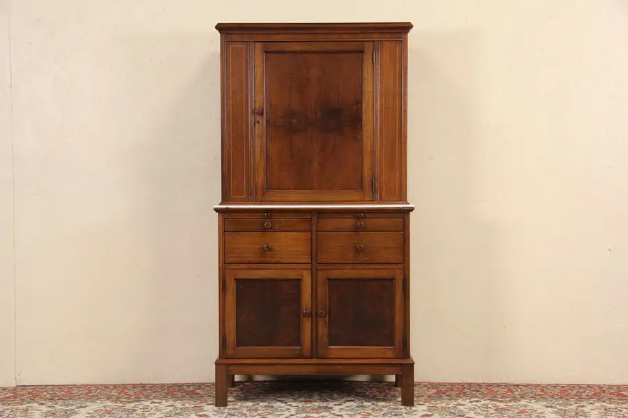 Main image of Medical or Dental Walnut Cabinet, Original 1930's Vintage