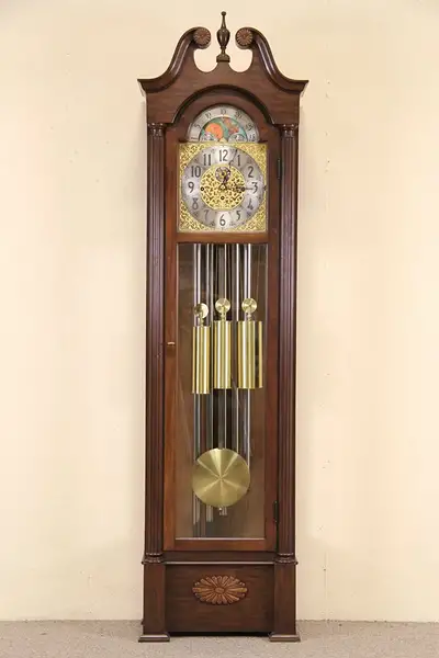 Main image of Herschede Vintage Grandfather or Tall Case Clock, Westminster Tubular Chime