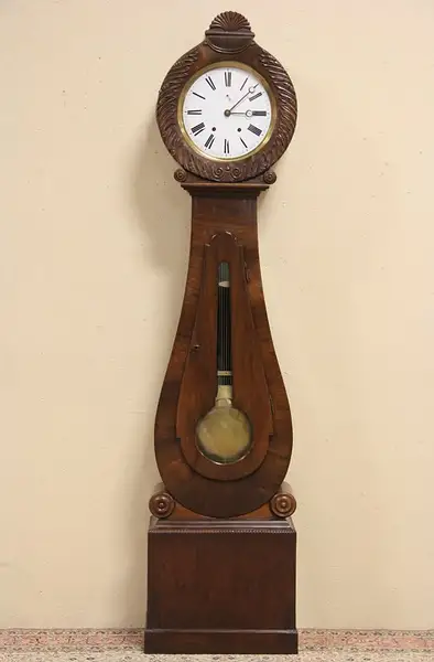 Main image of French Morbier Antique 1870 Tall Case Grandfather Clock