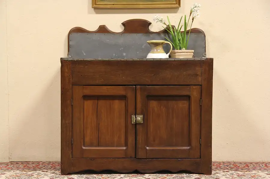 Main image of Country 1880 Antique Dry Sink, Zinc Lining
