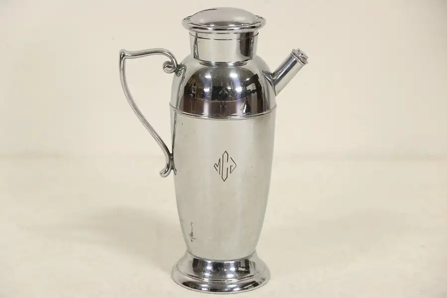 Main image of Art Deco 1940's Vintage Cocktail Shaker with Drink Recipes