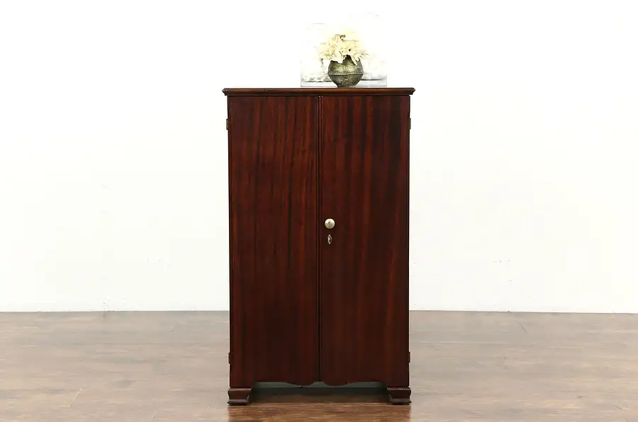 Main image of Pooley Signed Antique Mahogany Record Cabinet, Pat. 1910