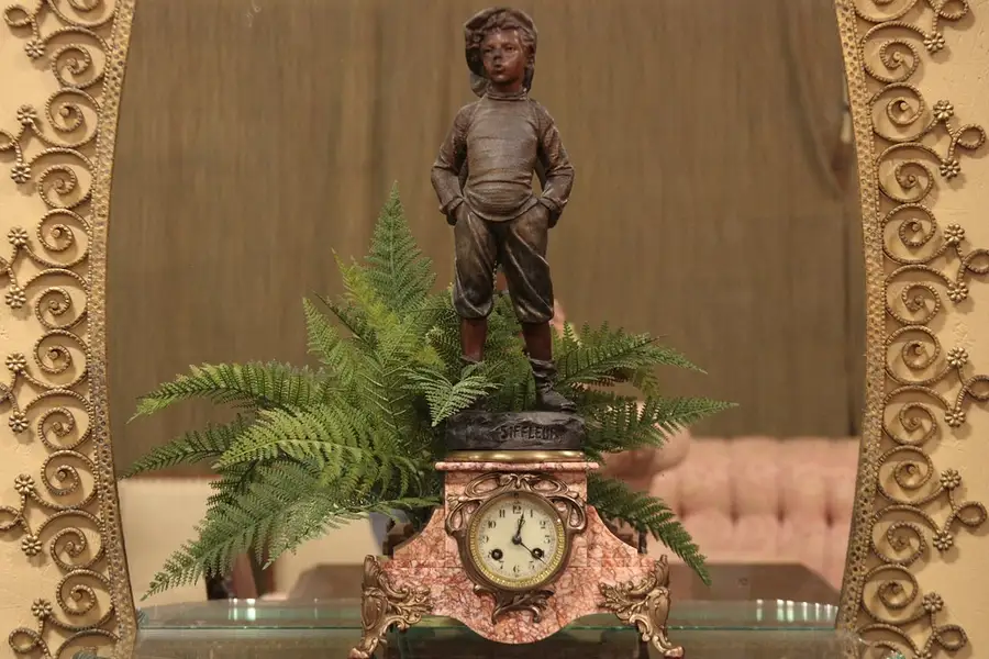 Main image of French Marble Clock, Sculpture Signed Tremo