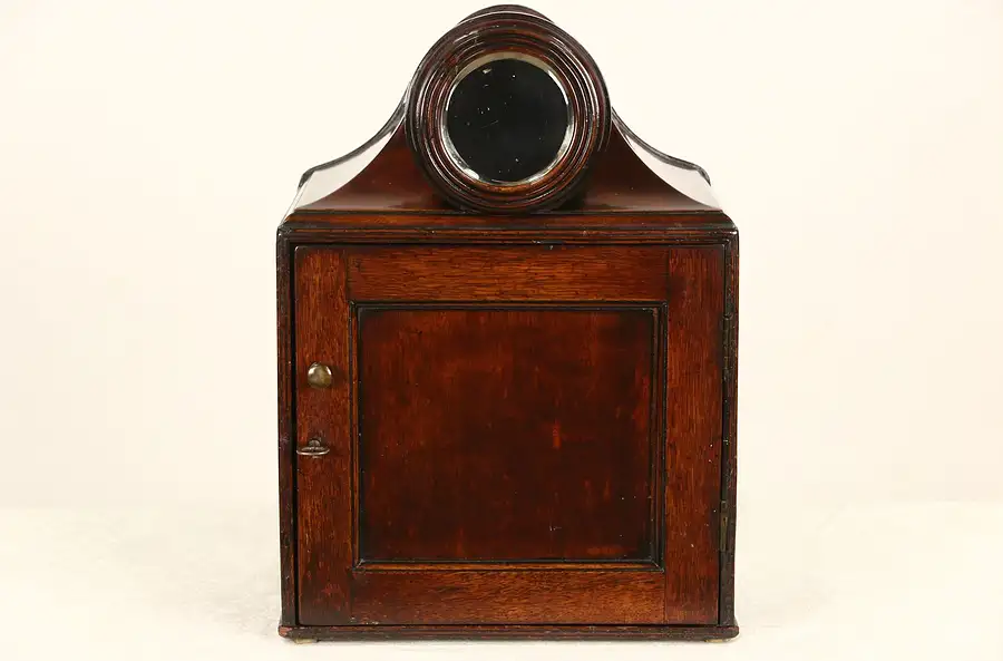 Main image of English 1890's Antique Mahogany Jewelry Chest or Collector Cabinet & Mirror