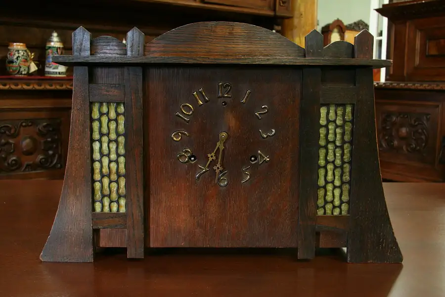 Main image of Mission Oak Arts & Crafts Gilbert Clock 1900's