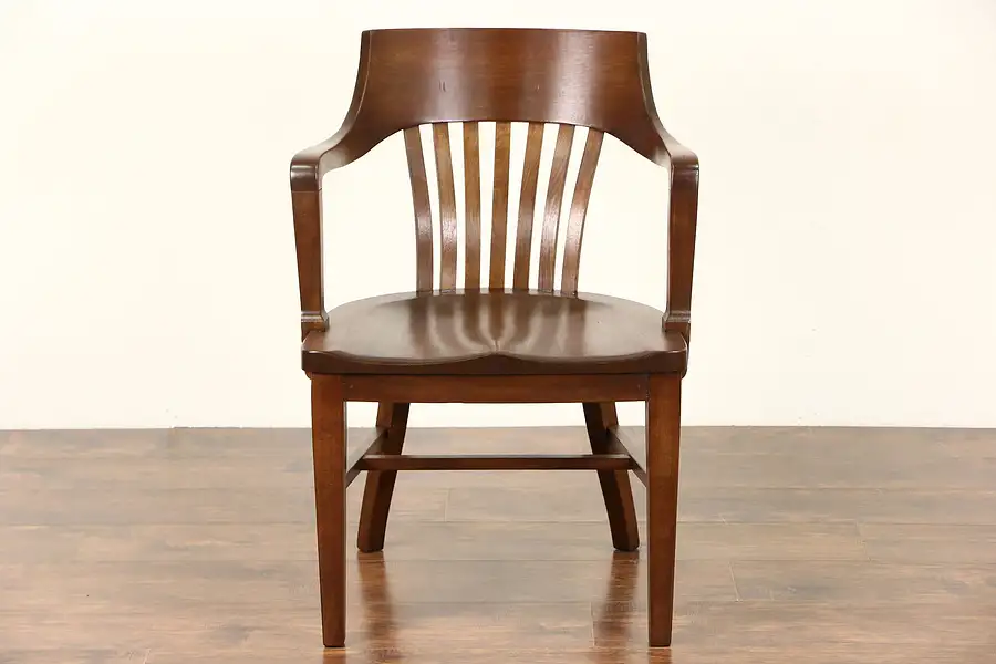 Main image of Library or Office Mahogany 1925 Chicago Bank Chair with Arms