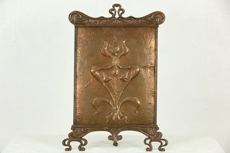 Main image of Art Nouveau or Arts & Crafts 1900 Antique Copper Fireplace Screen