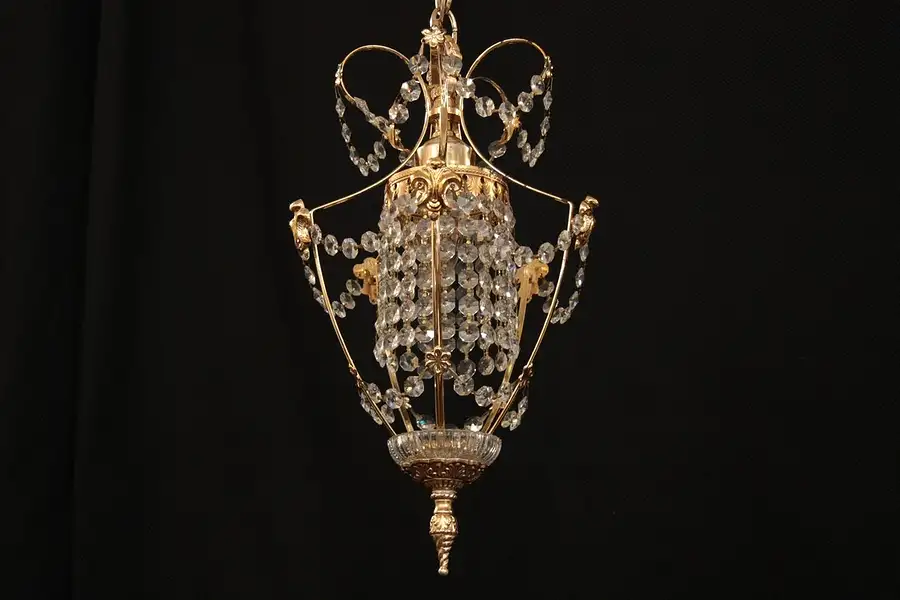 Main image of Vintage Gold Plated Chandelier, Austrian Crystals