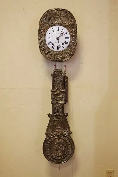 Main image of French Brass Wag-on-the-Wall Morbier Antique Clock