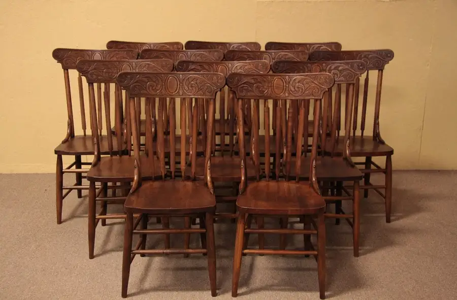 Main image of Set of 12 Victorian Pressback Dining Chairs
