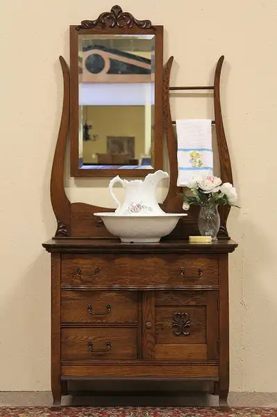 Main image of Oak Antique Hotel Dresser or Commode