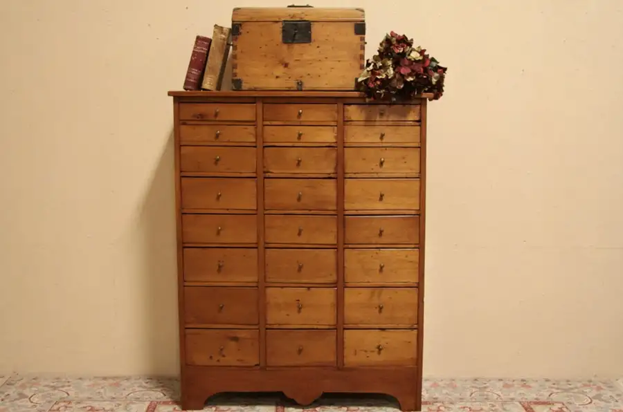 Main image of Country Pine 24 Drawer Collector or File Cabinet