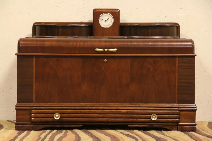 Main image of Art Deco Waterfall 1935 Cedar Chest, Clock & Jewelry Boxes