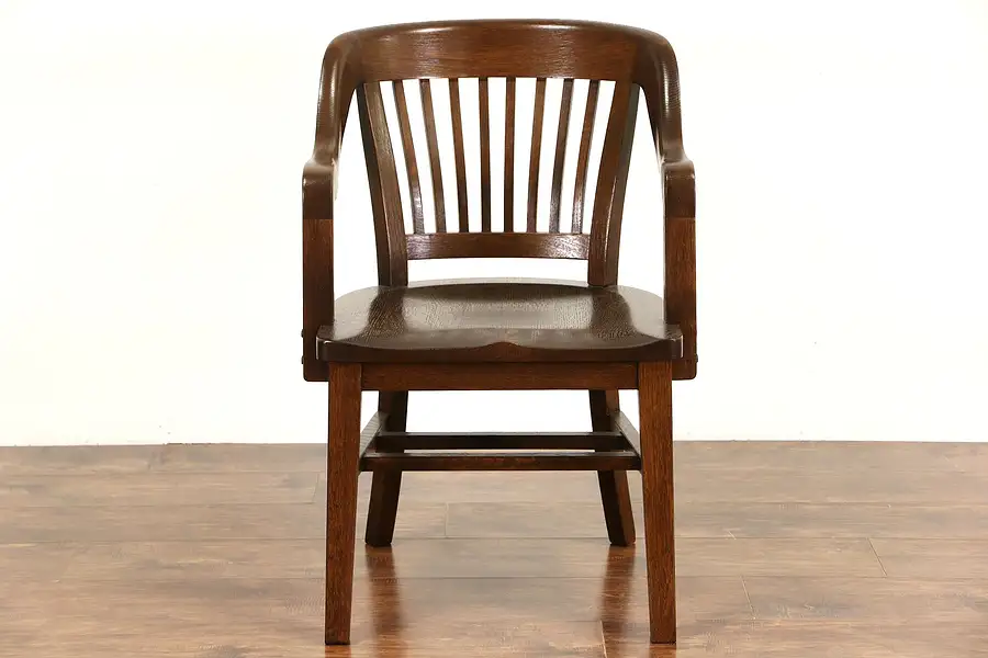 Main image of Oak 1920 Antique Sioux City Courthouse Chair with Arms