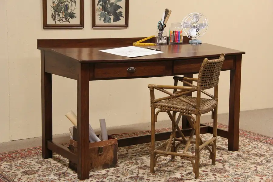Main image of Railroad Standup Oak 1900 Antique Slant Top Desk
