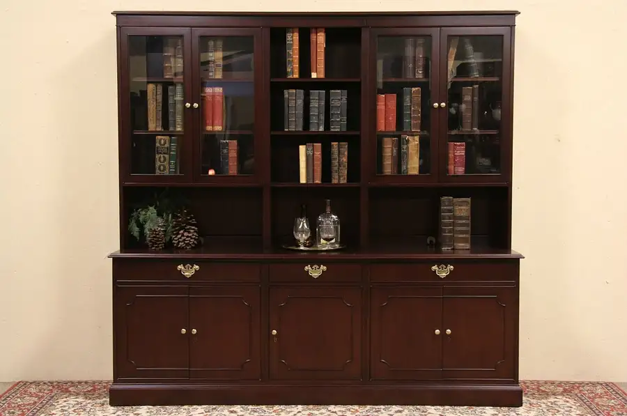 Main image of Kittinger Executive Vintage Mahogany Credenza, Bookcase Top