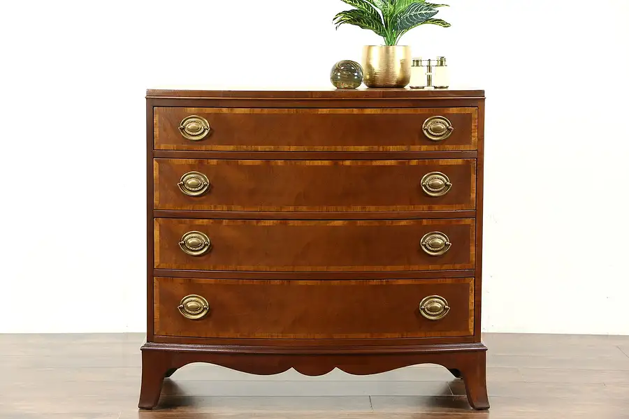 Main image of Traditional Mahogany 1920's Antique Bowfront Chest or Dresser