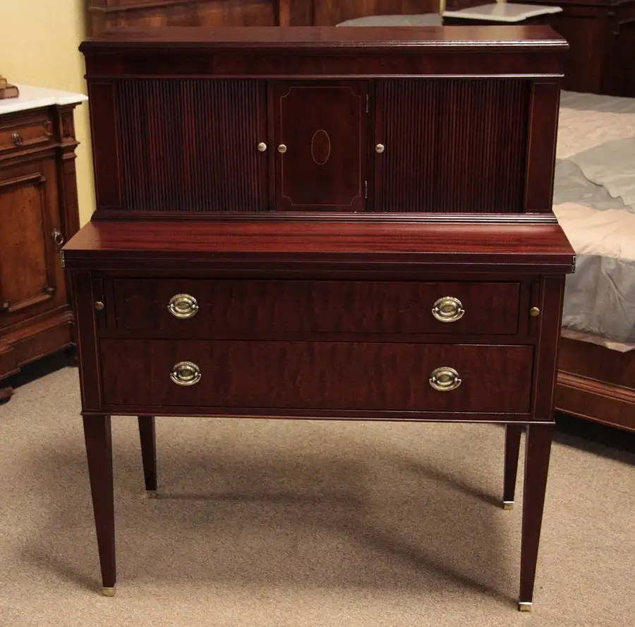 Main image of Federal Mahogany Secretary Desk, Tambour Doors 1940s