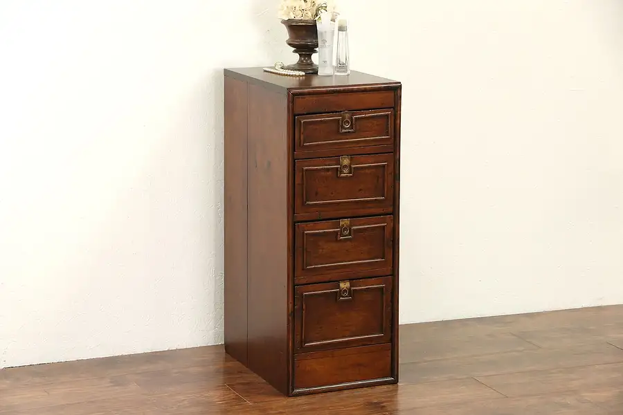 Main image of Country Pine 1870 Antique Cabinet or Nightstand, 4 Drawers