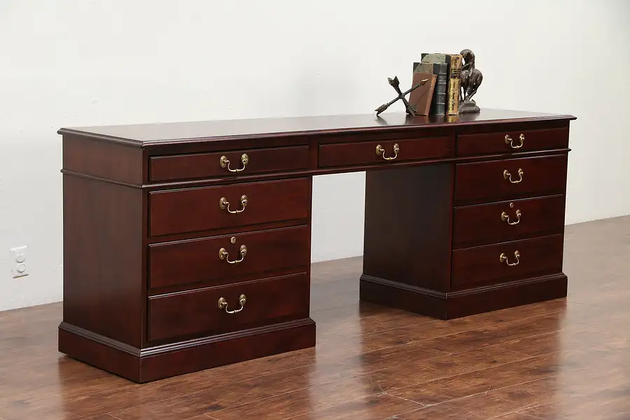 Main image of Kittinger Georgian Vintage Mahogany Computer Desk Credenza & Lateral File
