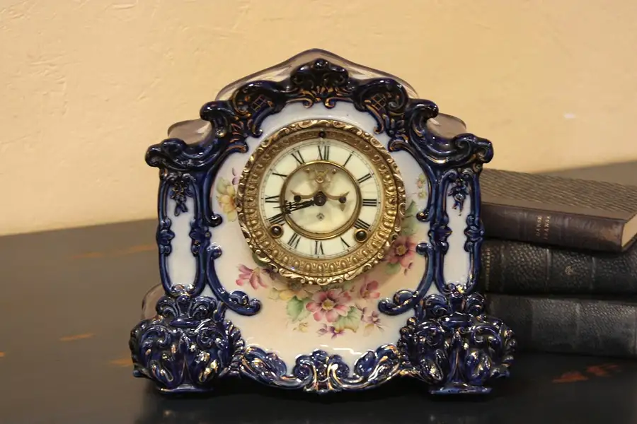Main image of Ansonia Rainbow Cobalt China Clock