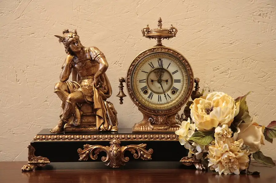 Main image of Ansonia Figural Victorian Clock, Open Escapement