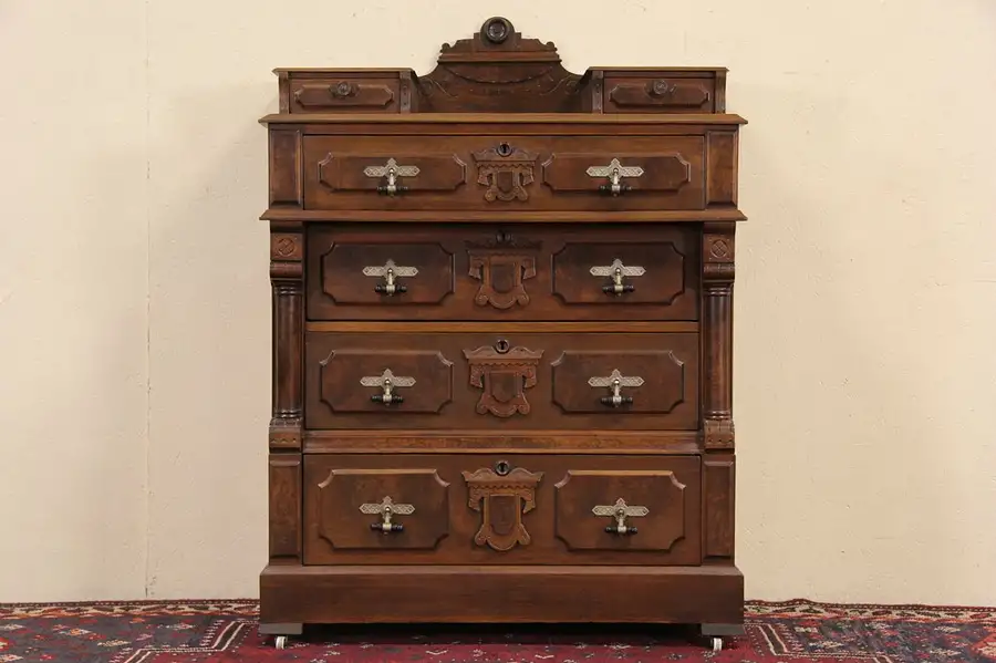 Main image of Victorian Eastlake Antique 1870's Chest or Dresser