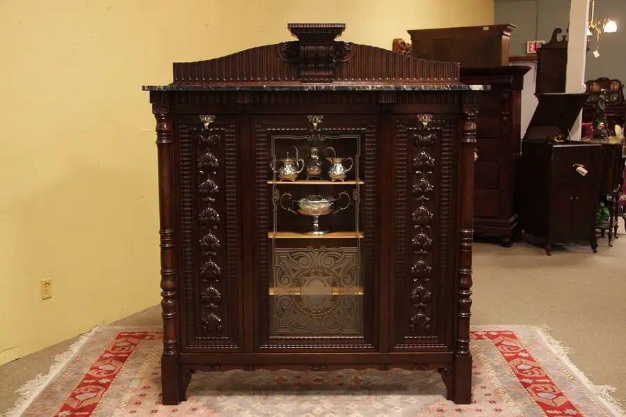 Main image of Italian Renaissance Carved China Cabinet or Bookcase