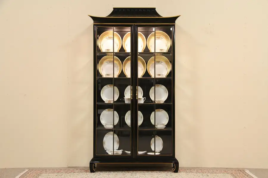 Main image of Asian Curio Display Cabinet, Beveled Glass