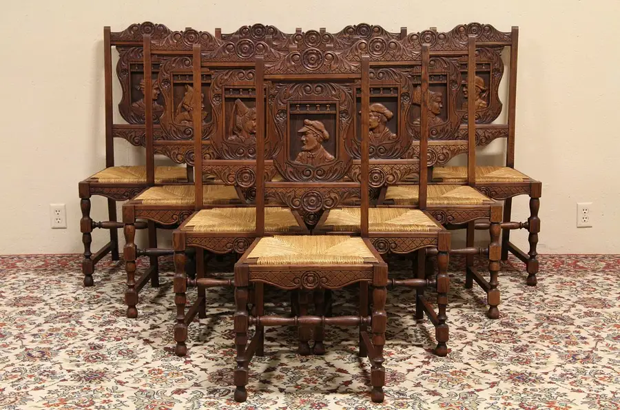 Main image of Set of 10 Carved Brittany Dining Chairs