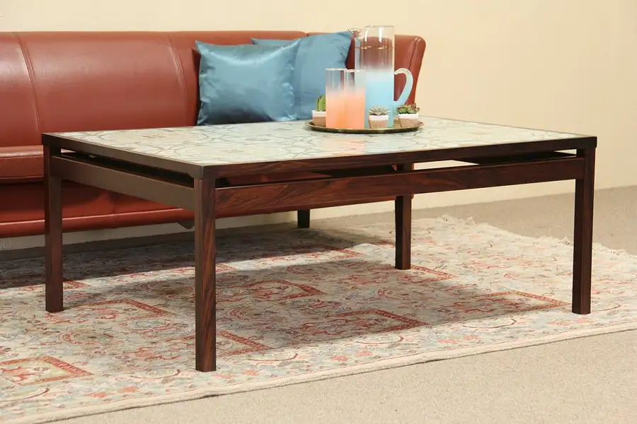 Main image of Midcentury Danish Modern Rosewood & Tile Coffee or Cocktail Table