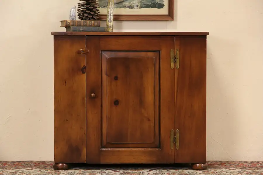 Main image of Country Pine Antique 1900 Cupboard, TV Console or Cabinet