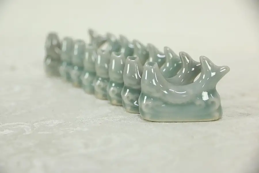 Main image of Set of 8 Chinese Celadon Porcelain Fish Shaped Chopstick Holders