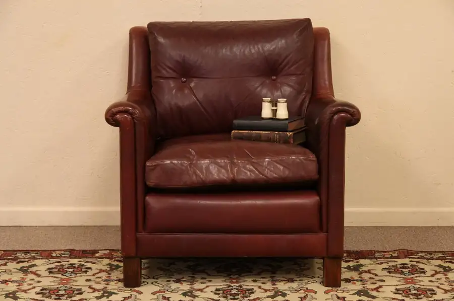 Main image of Red Leather Vintage Club Chair