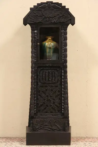 Main image of Tramp or Folk Art Whittled 1910 Antique Clock Case