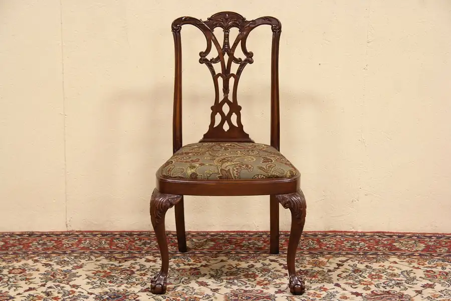 Main image of Georgian Chippendale 1920's Curved Claw Foot Chair