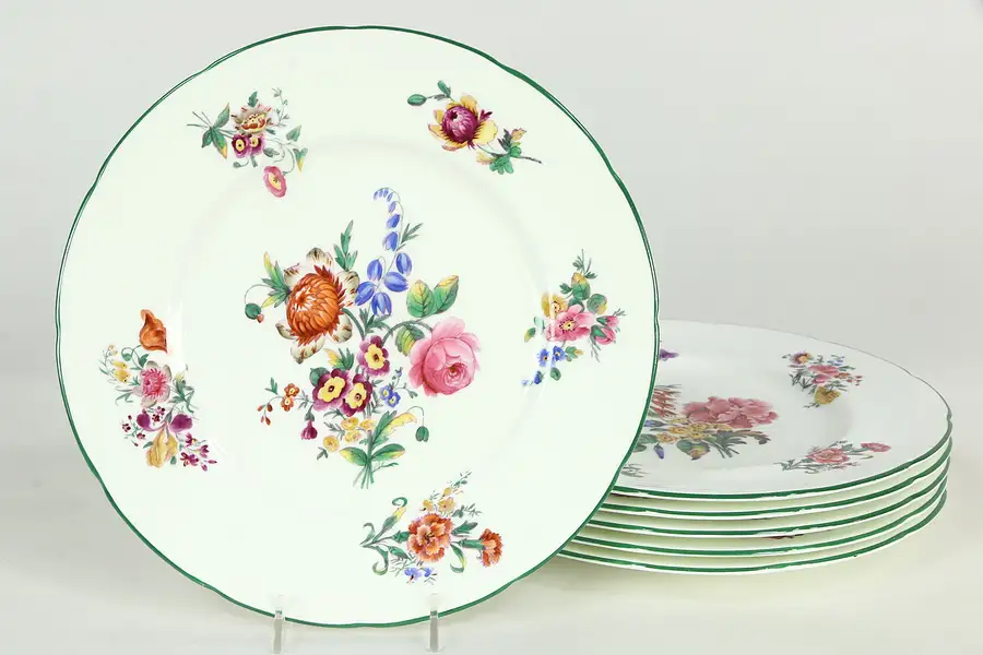 Main image of Set of Six Old Coalport Period 1825 Signed Dinner Plates 10 1/2"