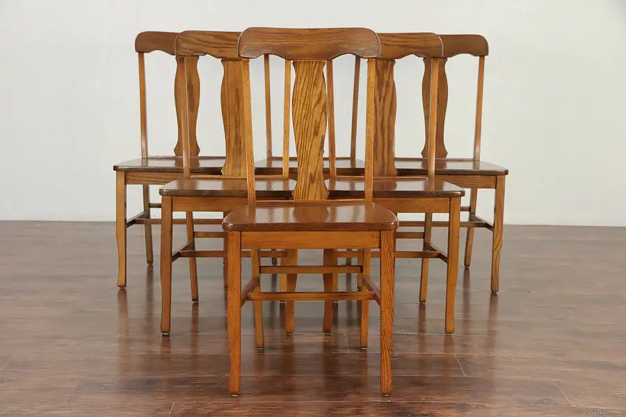 Main image of Set of Six Solid Oak Antique 1910 Dining Chairs