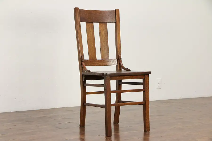 Main image of Arts & Crafts Mission Oak Antique Craftsman Desk or Dining Chair A