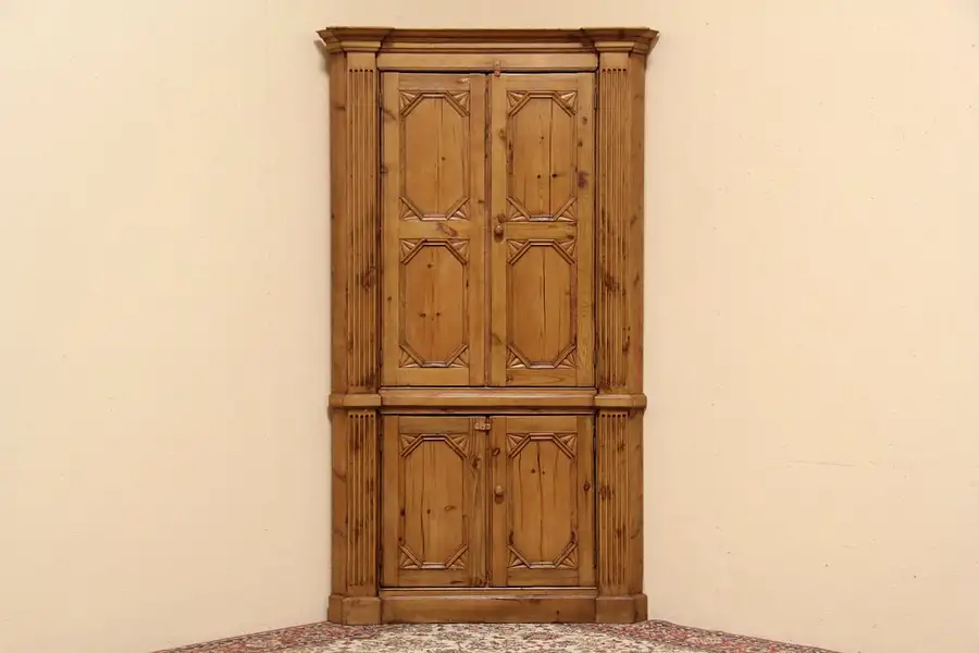 Main image of Country Pine Hand Crafted Corner Cupboard
